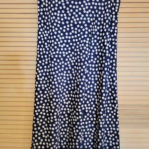 J. Crew Pull On Slip Skirt Navy with Scattered Dots NWT Size Large